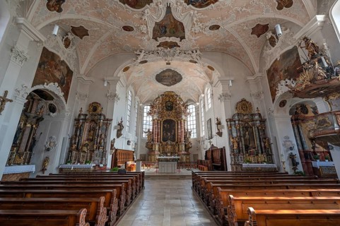 Interior of the parish church of St. John the Baptist, built in 1475 as a Gothic church,