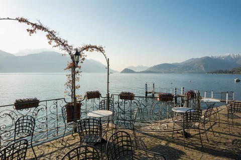 Lake promenade, morning mood, spring, Menaggio, Como province, Lake Como, Lago di Como, Lombardy,