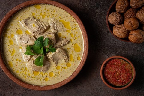 Satsivi, chicken in walnut sauce Baghe, cold dish, Georgian cuisine, homemade, no people