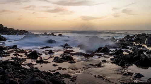 Playa del Ingles beach, La Playa district in Valle Gran Rey, La Gomera, Canary Islands, Spain,