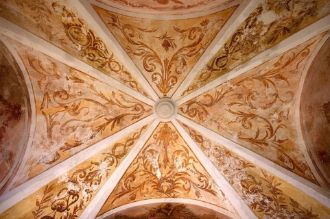 Interior view, ceiling of the monastery pharmacy of the Charterhouse, Iglesia de la Cartuja, Real