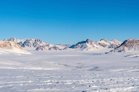 Winter landscape of the Pamir Plateau, Jarty Gumbez, Gorno-Badakhshan Province, Tajikistan, Central