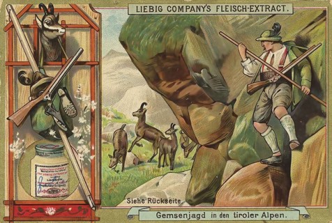 Picture series Hunting, chamois hunting, chamois hunting in the Tyrolean Alps, Liebig picture,