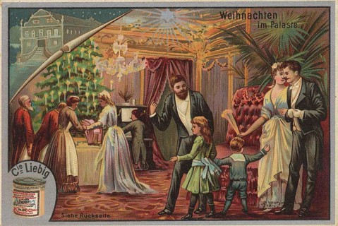 Picture series famous Christmas, in a palace, Liebig picture, digitally restored reproduction of a