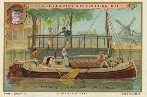 Series of pictures from Holland, payment of the canal toll in Volendam, Liebig picture, digitally