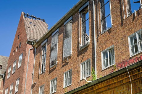 Fire damage, burnt-out side building, Old State Parliament, Brauhausberg, Potsdam, Brandenburg,