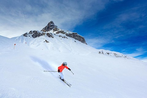Ski slopes in the Lech Zürs ski area near Lech, Austria, Europe