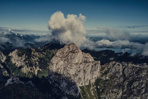 Sunrise hike on the Hochplatte near Halblech in the Ammergau Alps, Ammergebirge in the Allgäu,