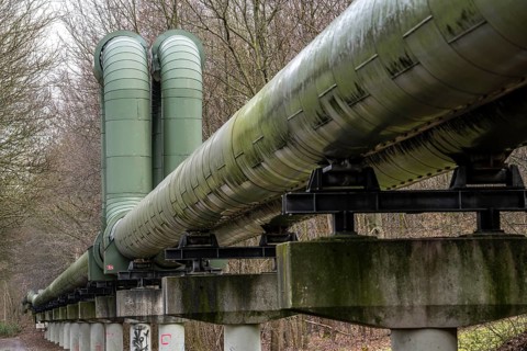 Iqony district heating pipes in Gelsenkirchen, U-shaped expansion bend for length compensation