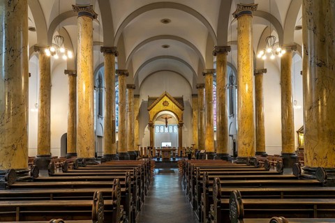 Interior of the Catholic Church of St Dionysius, Krefeld, North Rhine-Westphalia, Germany, Europe