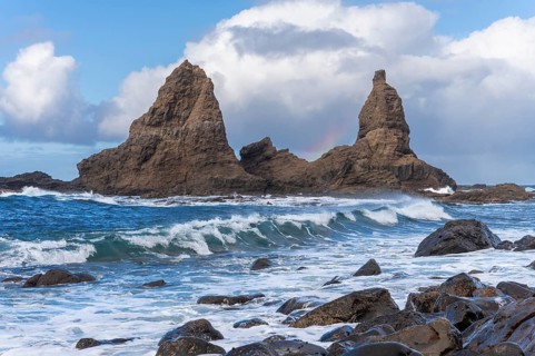 The north-west coast of La Gomera. The rock formation Baja de Los Roques, also known as Roques de
