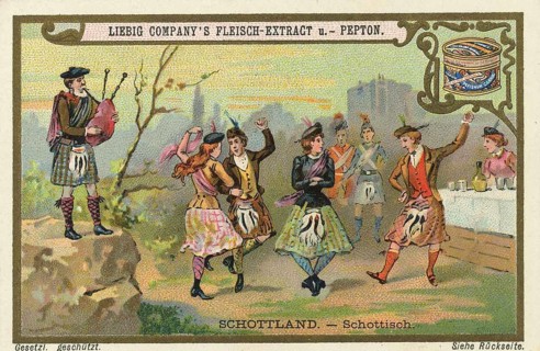 Picture series Dances of the World, Scotland, Liebig picture, digitally restored reproduction of a