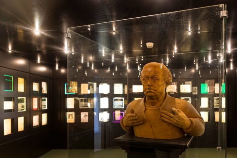 Bust in the Paracelsus memorial in the former bathhouse Bad Pfäfers, St. Gallen, Switzerland,