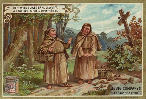 Picture series The Wild Hunter by Jul. Wolff, Jesaias and Jeremias, Liebig painting, digitally