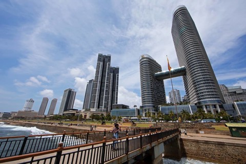 Colombo skyline, in front Galle Face Green, Colombo, Western Province, Sri Lanka, Asia