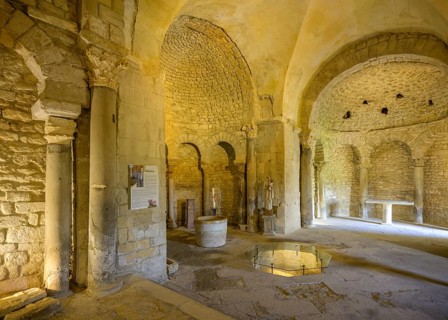 Interior view of the Baptistery of Venasque, Département Vaucluse, France, Europe