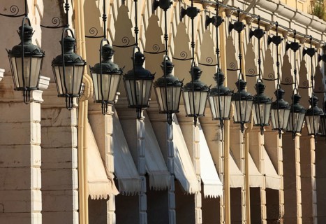 The arcades of Liston, built by the French, old town of Corfu, Ionian Islands, Greece, Europe
