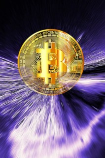 Symbolic image, Bitcoin as a vision of the future, stock market prices, insecure digital currency,