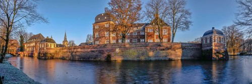 Ahaus Baroque and moated castle, today the seat of the Ahaus Technical Academy, Ahaus, Münsterland,