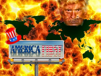 Symbolic image, America-first policy, EU and Germany under political pressure, industry, Donald