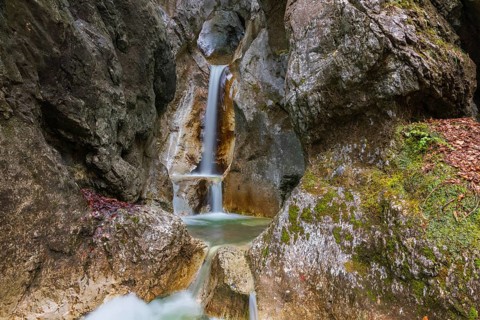 Heckenbach waterfall, The dripping eye of nature, Kochel am See, Bavaria, Germany, Europe