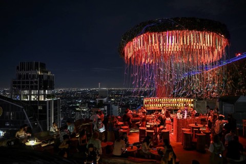 Tichuca Rooftop Bar, nicknamed Jellyfish Bar, in the T-One Building on Sukhumvit Road, Phra Khanong
