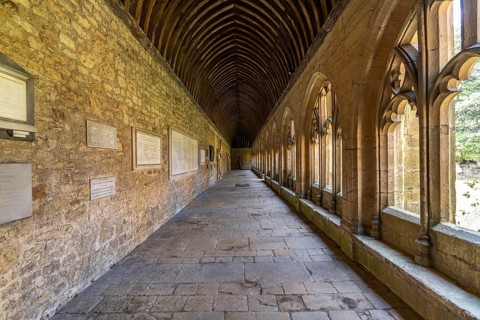 The cloisters of New College, University of Oxford, Oxfordshire, England, Great Britain