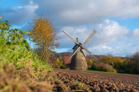 View of the Eisbergen windmill or Röckemann's Mühle, Porta Westfalica, KKreis Minden Lübbecke,