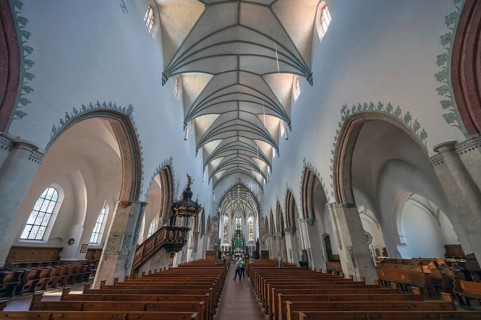Interior of the late Gothic church of St Martin, Memmingen, Bavaria, Germany, Europe