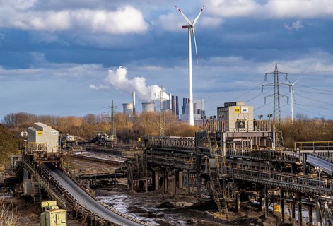 RWE Power lignite power plant Neurath, conveyor belts in opencast mining, for overburden and coal,