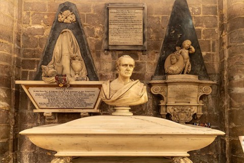 Monument to Sir George Onesiphorus Paul in Gloucester Cathedral, England, Great Britain
