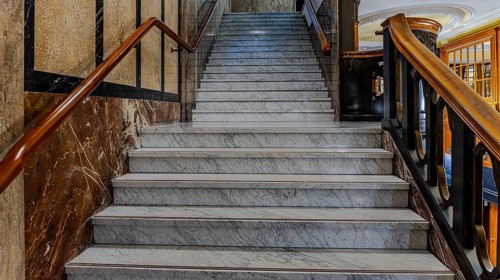 Historic interior design, staircase and corridor in the Hindenburghaus, Großer Burstah 31, Hamburg,