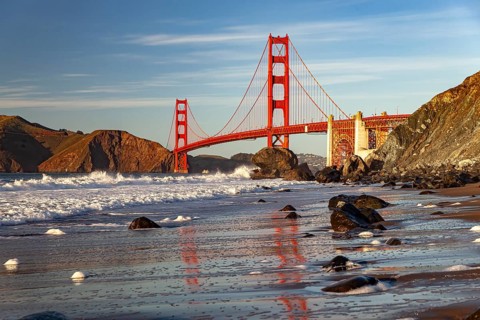 The Golden Gate Bridge and Marshall Beach in San Francisco, California, United States of America,