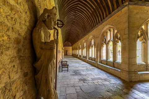 The cloisters of New College, University of Oxford, Oxfordshire, England, Great Britain