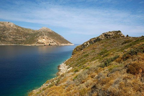 Coast of the Mani on the Laconian Gulf near Porto Kagio, Laconia, Peloponnese, Greece, Europe