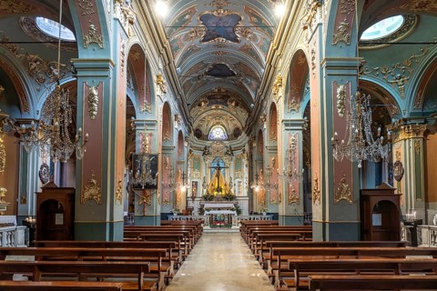 Interior of the church Chiesa di Sant'Antonio Abate, Dolceacqua, Liguria, Italy, Europe