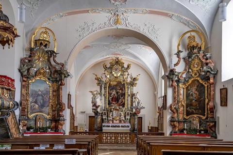 Interior of the church of St Kunigund in Pottenstein in Franconian Switzerland, Bavaria, Germany,