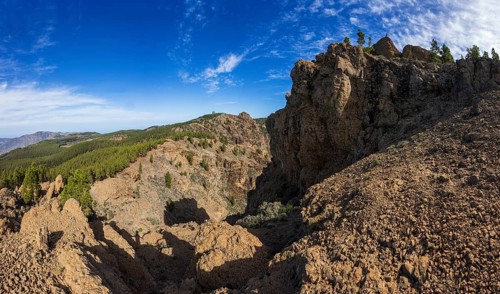 View from El Campanario to the summit of Pico de las Nieves, Gran Canaria, Canary Islands, Spain,