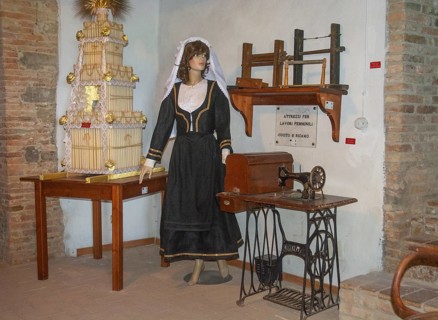Interior with folk costume in museum in Aliano, the very poor village in southern Italy that the