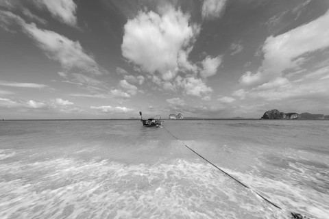 Longtail boat on the beach, Koh Ngai Island, Andaman Sea, Satun Province, Southern Thailand,