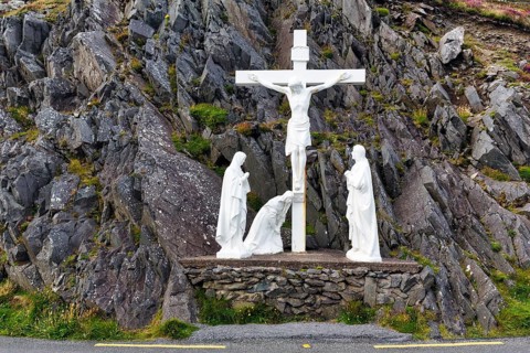 Crucifixion scene on the cliffs, Slea Head Drive, Dingle Peninsula, Kerry, Wild Atlantic Way,