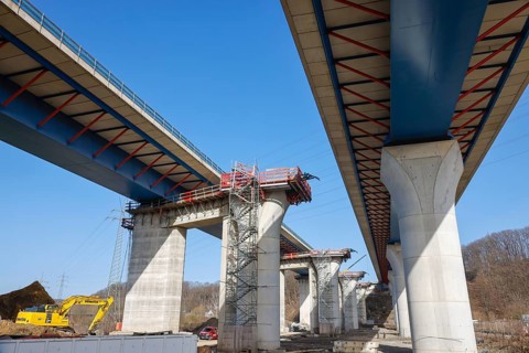 Hagen, North Rhine-Westphalia, Germany - New construction of the A45 Lennetal motorway bridge, the