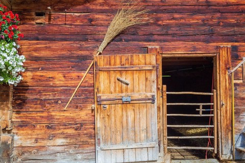 Traditional farmhouse at the Eng mountain pasture. Nature conservancy area Grosser Ahornboden