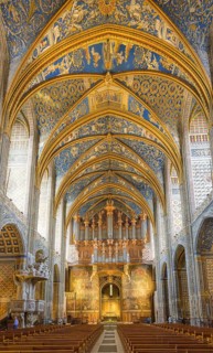 Painting of the Last Judgement and organ in St Cecilia's Cathedral, Albi, Département Tarn, France,