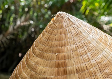 Close-up of Traditional Vietnamese Conical Hat, Mekong Delta, Vietnam, Asia