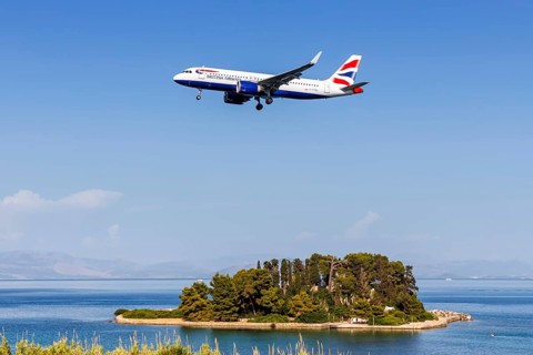 A British Airways Airbus A320neo aircraft with the registration G-TTNL at Corfu Airport, Greece,