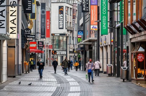 Cologne, North Rhine-Westphalia, Germany - Cologne city centre in times of the corona crisis during