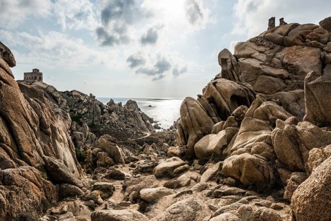 Bizarre and huge granite rocks by the sea, Capo Testa, near Santa Teresa di Gallura, Sardinia,