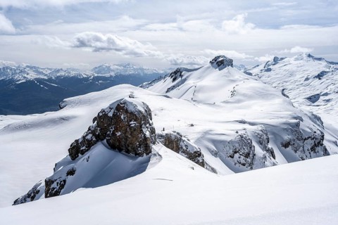 Mountain landscape with snow, summit Rohrbachstein and Wildhorn, view from the summit Wisshore,