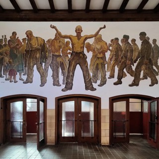 Murals from the time of the Third Reich, Rammelsberg ore mine, UNESCO World Heritage Site, Goslar,